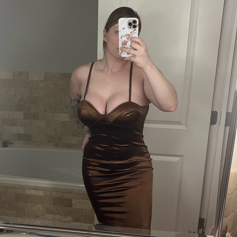 Brown satin dress